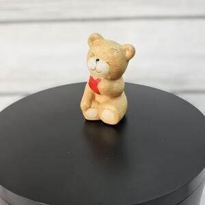 Teddy Bear Brown Heart Porcelain Figurine Cozy Cottage